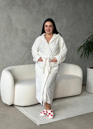 Махровый халат с капюшоном, карманами и поясом 2xl - 4xl3 фото