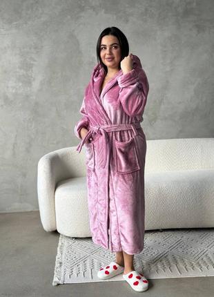 Махровый халат с капюшоном, карманами и поясом 2xl - 4xl6 фото