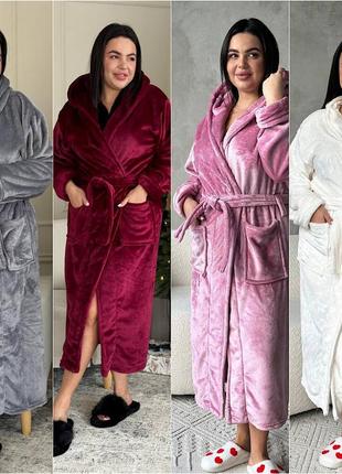 Махровый халат с капюшоном, карманами и поясом 2xl - 4xl