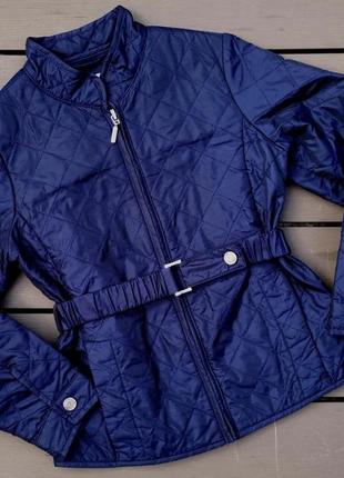 Geox стильная брендовая куртка ветровка на девочку 4 года темно синяя на поясе