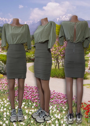 Симпатичное  платье цвета олива. alice + olivia. размер s.