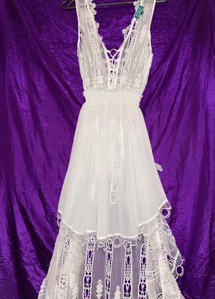 Платье стильное изысканное обольстительное платье пеньюар кружево кружево гипюр свадебное свадебное бренд7 фото
