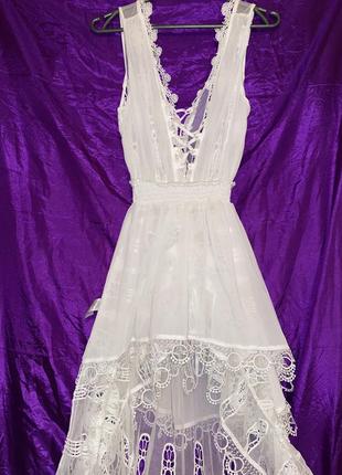 Платье стильное изысканное обольстительное платье пеньюар кружево кружево гипюр свадебное свадебное бренд8 фото