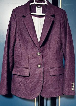 Пиджак жакет шерстяной цвета бордо бургундского красного бордового цвета crew