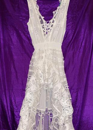 Платье стильное изысканное обольстительное платье пеньюар кружево кружево гипюр свадебное свадебное бренд4 фото