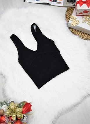 Топ в'язаний чорний zara майка