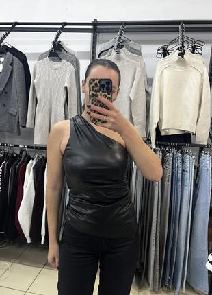 Шкіряний топ h&m xs s m