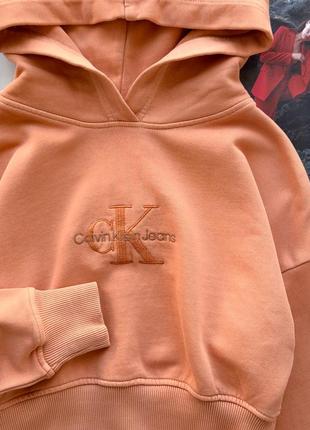 Хлопковое укороченное худи calvin klein