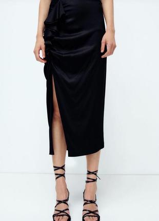 Шикарная сатиновая юбка карандаш zara