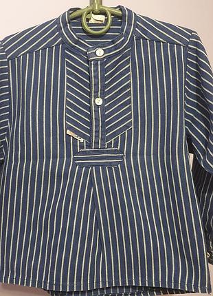 Шикарна сорочка розширена зручна у смужку тканина цупка на холодну погоду на довгий рукав