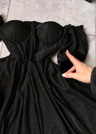 Вечернее платье мини с люрексом4 фото