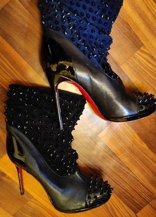 Ботинки ботильоны кожаные christian louboutin лабутен оригинал