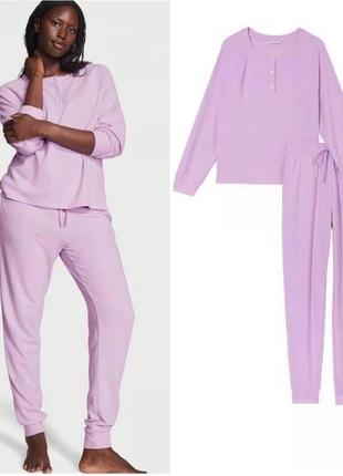 Пижама glow waffle henley silky lilac от victoria's secret термо оригинал