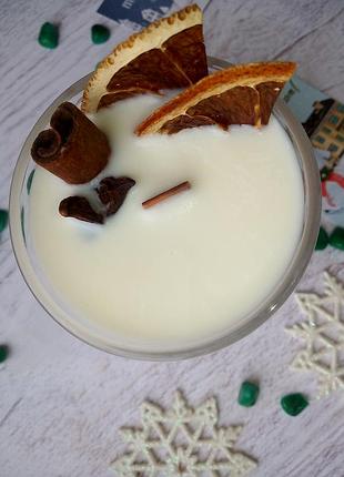 Соєва ароматична свічка з дерев'яним фітілем апельсин + шоколад 50 годин горіння8 фото