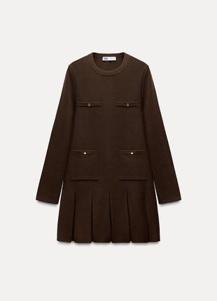 Короткое коричневое платье женский zara new