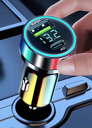 Автомобильная зарядка usb(super)+type-cpd быстрая зарядка