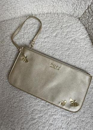 Золотая косметичка клатч dkny