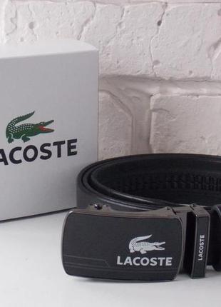 Кожаный мужской ремень lacoste с автоматической пряжкой