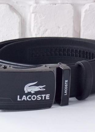 Кожаный мужской ремень lacoste с автоматической пряжкой3 фото
