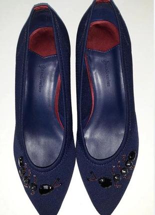 Гарні туфлі човники текстиль сині принт 39