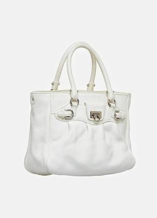 Белая итальянская кожаная брендовая женская сумка тоут salvatore ferragamo 🇮🇹 gancini tote bag handbag