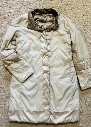 Пальто- пуховик двусторонний s maxmara оригинал бренд пуховое пальто с норкой и кристаллами 100./‘ гусиный пух размер m,l8 фото