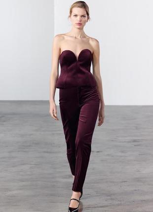 Оксамитові бордові штани жіночі zara new