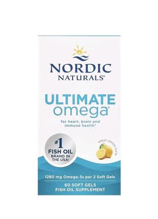 Ultimate omega, омега-3 кислоти, з лимонним смаком, 1280 мг, 60 капсул