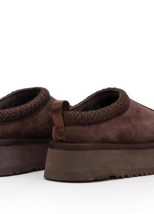 Женские угги на платформе коричневые, dresowe ugg tasman brown platform, жэнкие угги5 фото