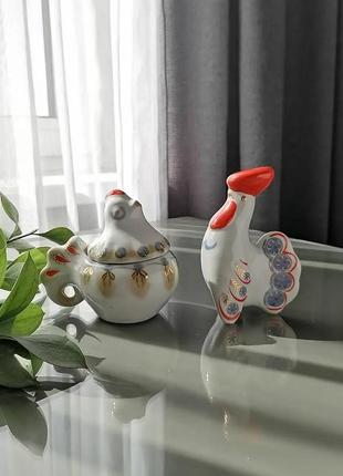 Пташина сімейка! 🌿🐣🐞 спецовочник сільничка і перечниця вінтаж полонне півник і курочка анімалістика