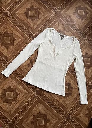 Лонгслив лонгслів топ свет свитер трикотажний в рубчик трикотажный xs s h&m білий белый
