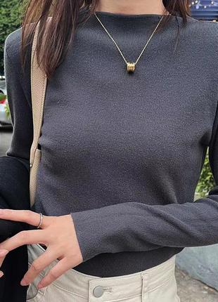 Теплая водолазка лонгслив, воротник стойка, под горло