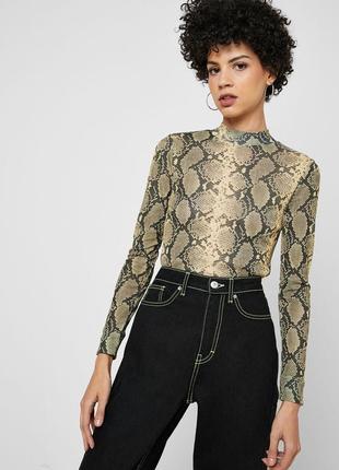 Стильна прозора водолазка гольф-топ у зміїному принті topshop xs/34