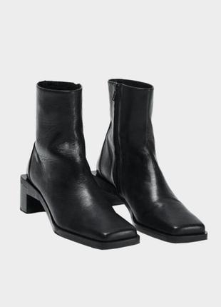 Сапоги с квадратным носком натуральная кожа zara