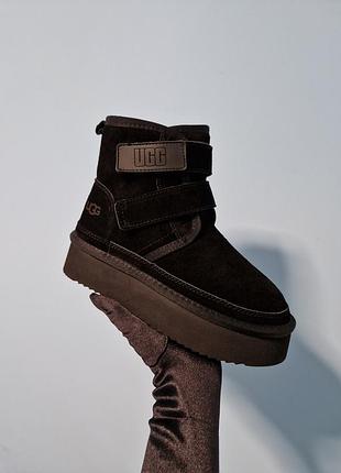 Уггі жіночі ugg neumel platform chukka boot  black натуральна замша та овчина8 фото