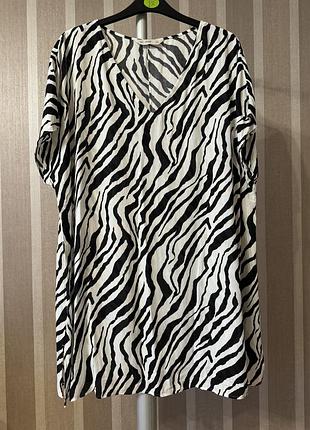 🥰 блуза туника в анималистический принт зебра f&f 20 вискоза