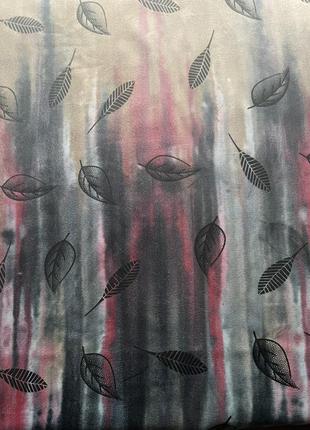 Интересный теплый мягкий палантин в листья8 фото