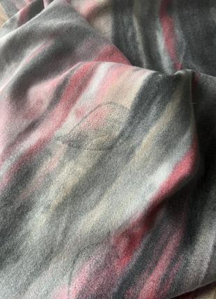 Интересный теплый мягкий палантин в листья6 фото