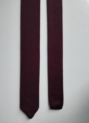 Бордова в'язана краватка галстук marks & spencer