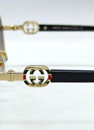 Gucci очки капли унисекс солнцезащитные коричневый градиент в золотом металле5 фото