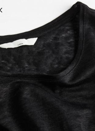 Футболка черная лен 100% льняная черная футболка h&m l новая