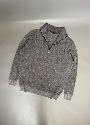 Серый джемпер livergy с молнией, замочком, воротник, меланж, 1/3 zip, пуловер, свитер, кофта