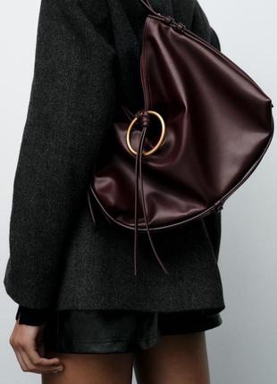 Сумка-мешок бордовая zara new