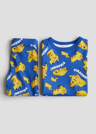 2-4 р 98-104 см h&m нова фірмова натуральна піжама піжамка хлопчику pokemon покемон пікачу pikachu