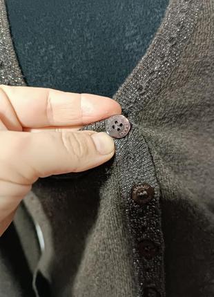 Кардиган из смесовой шерсти  коричневого цвета с окантовкой люрексом armani jeans , eu 40/usa s7 фото