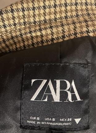 Пиджак жакет zara в клетку коричневый размер с3 фото