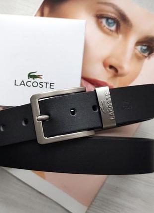 Мужской стильный кожаный ремень lacoste black 49433