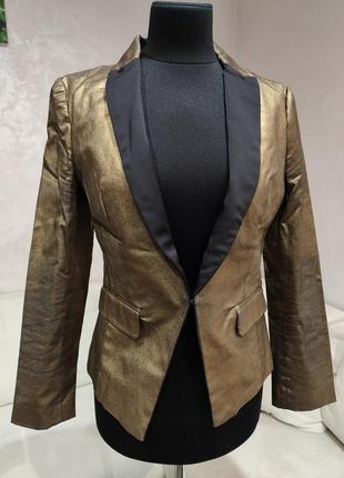 Золотой пиджак жакет zara s-m