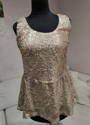 Новый! блестящий нюдовый топ блуза