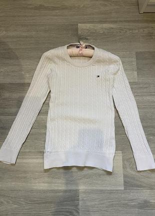 Белая вязаная кофта кофточка женская приталенная